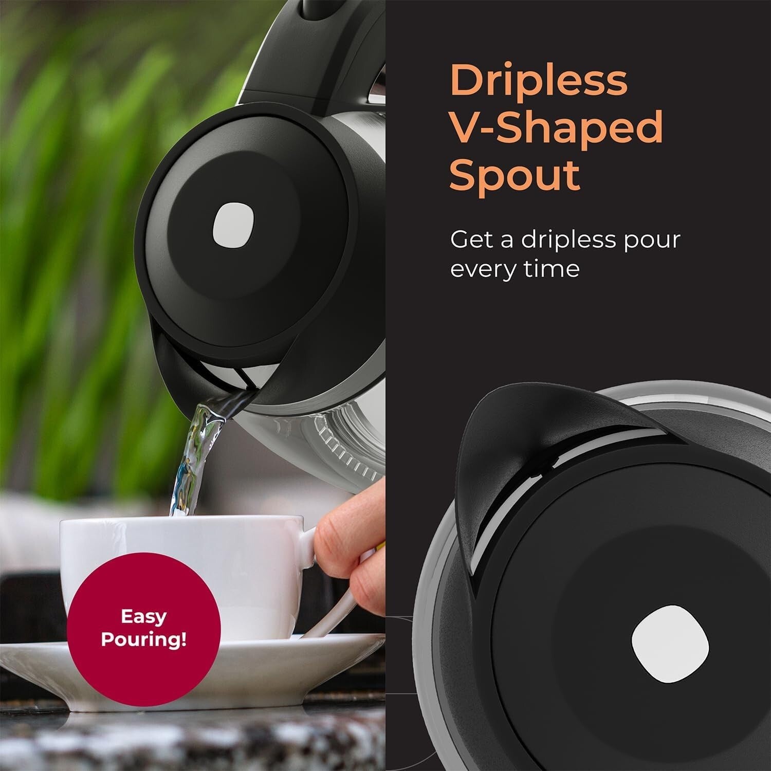 Borosilicate Glass Electric Kettle - 1500W Rapid Boil with Heat-Resistant Handle