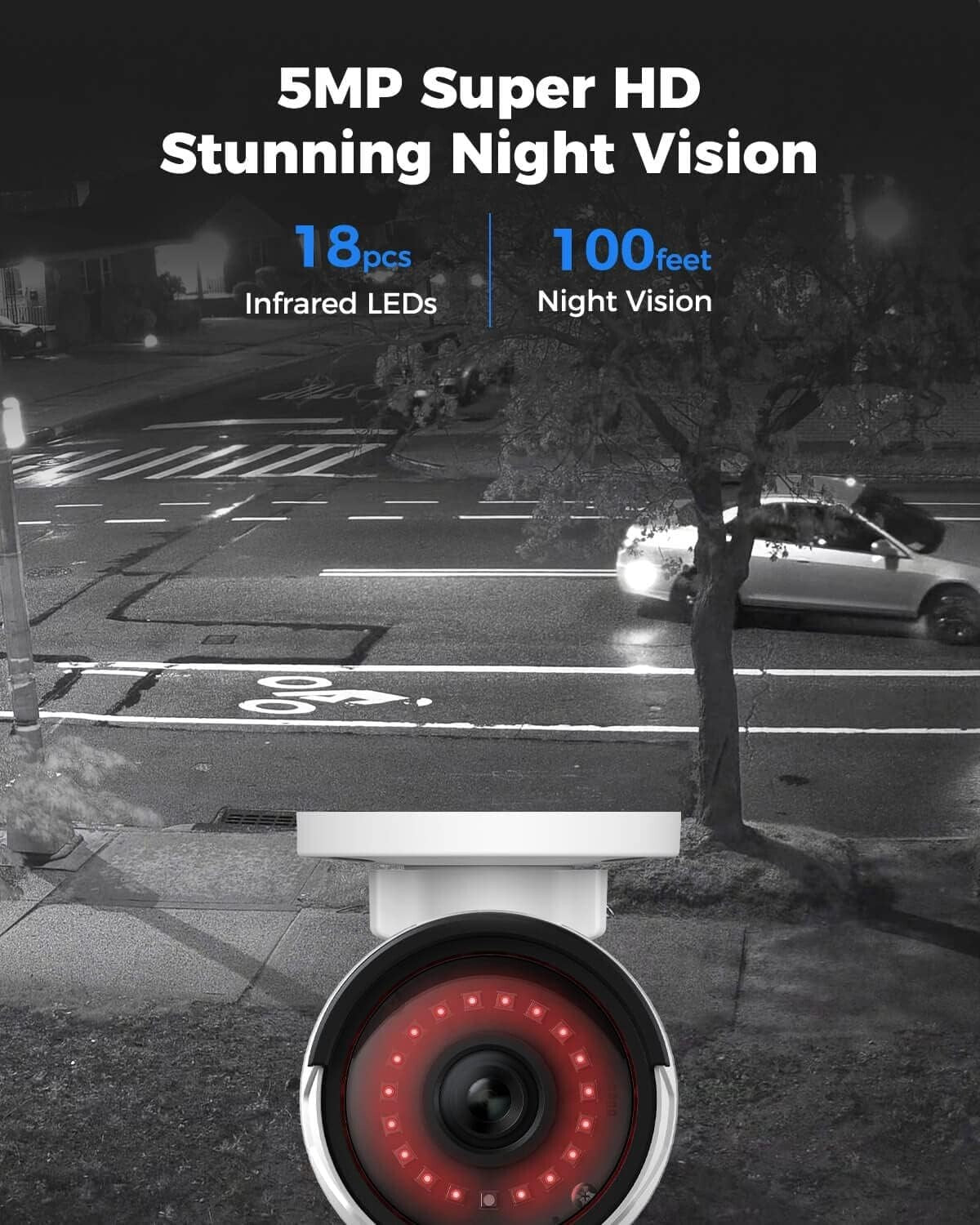 Full HD 5MP Outdoor Security System - 4 Wired Cameras, 2TB Storage & Easy Setup