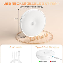 Load image into Gallery viewer, 8 Color Changeable Wireless Motion Sensor Puck Lights - 5 Pack with USB Recharge