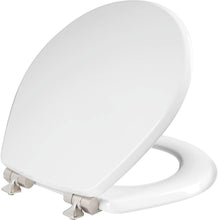 Load image into Gallery viewer, Elegant Round Toilet Seat with Brushed Nickel Hinges - Slow Close Wood Design