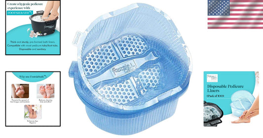 FootsieBath Compatible Disposable Pedicure Liners - 100 Count for Easy Cleanup