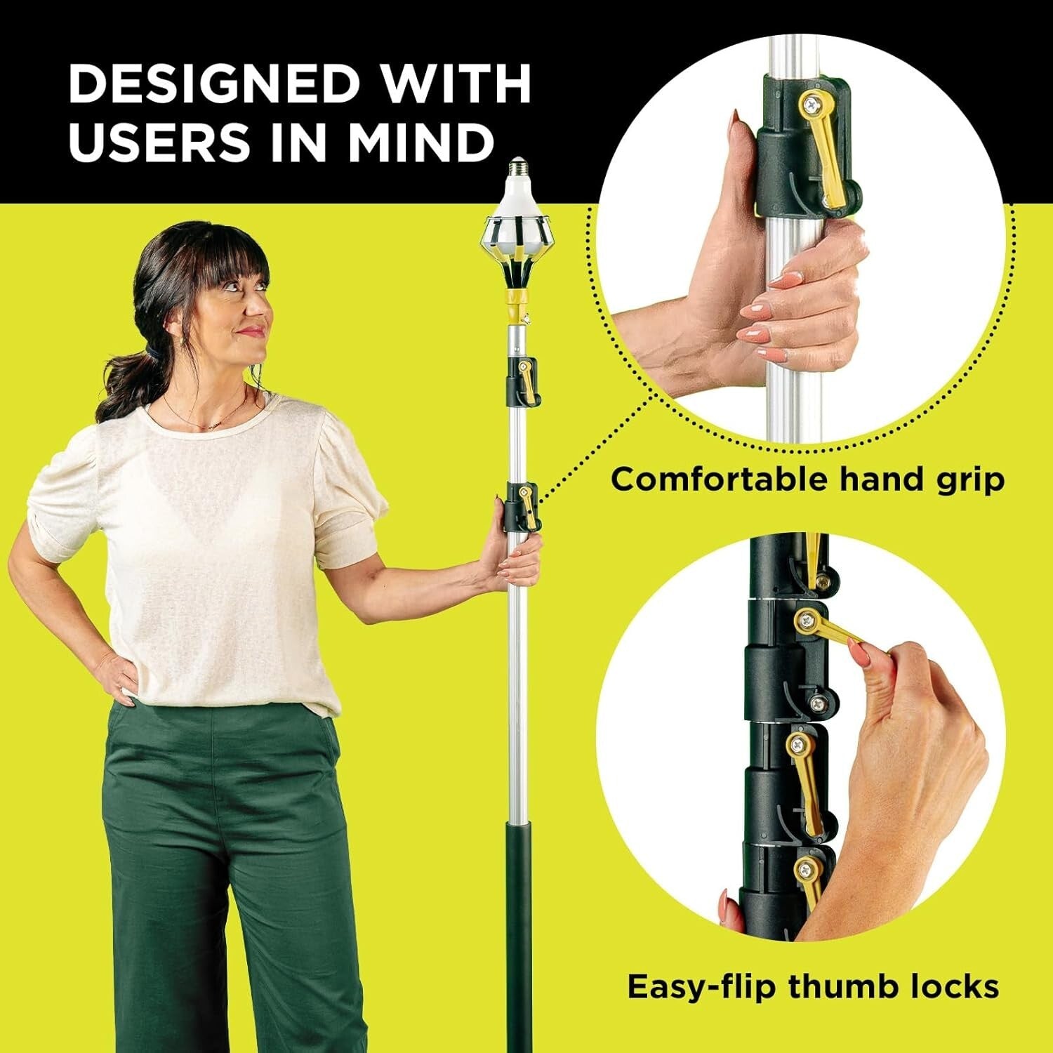 DOCA High Reach Telescoping Cleaning Pole 7-30 Ft - For Indoor & Outdoor Tasks