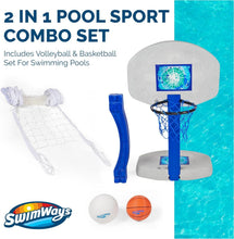 Load image into Gallery viewer, Effortless 2-in-1 Volleyball and Basketball Set for Above and In-Ground Pools