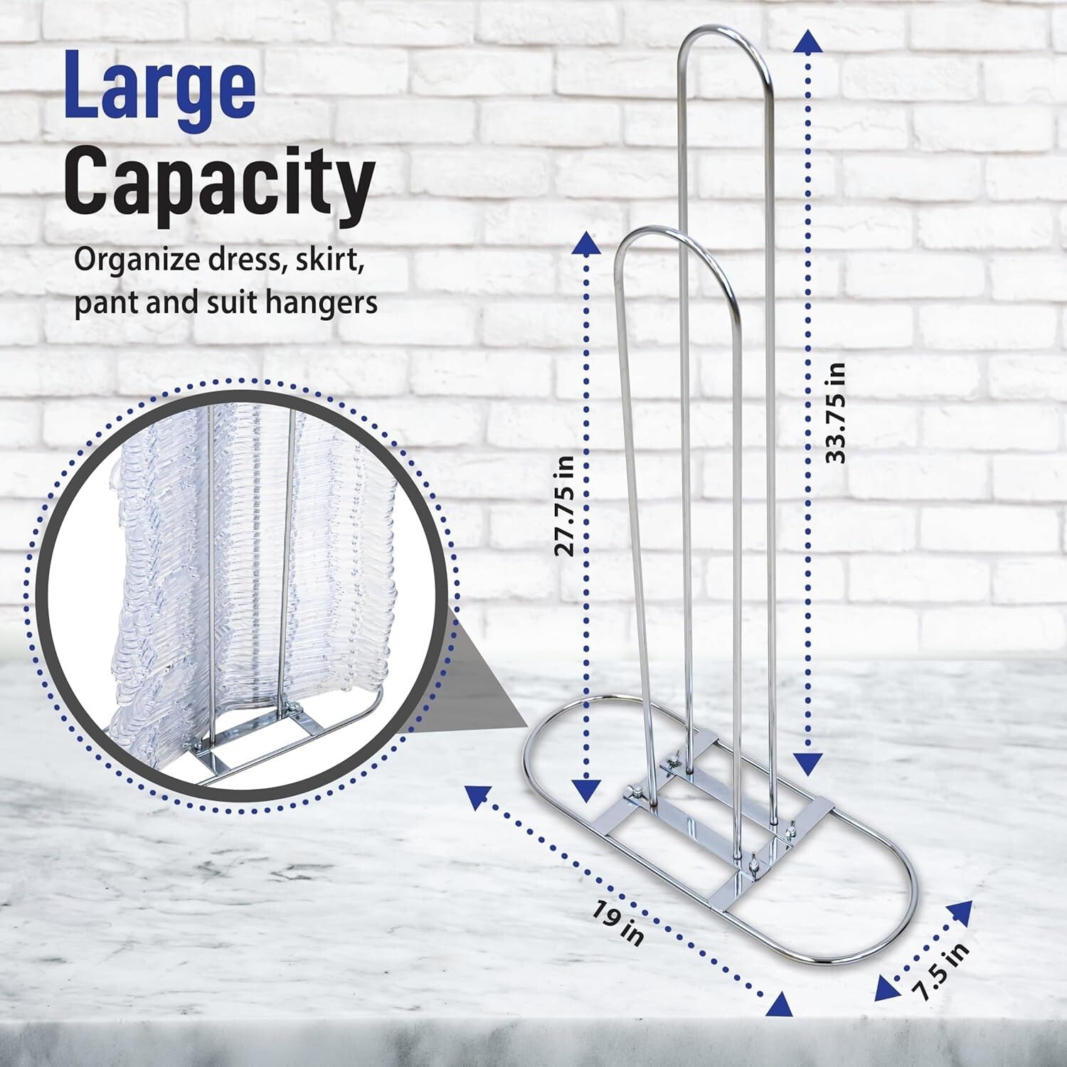 Chrome-Plated Hanger Organizer - Holds 50-75 Hangers, Space-Saving Stand