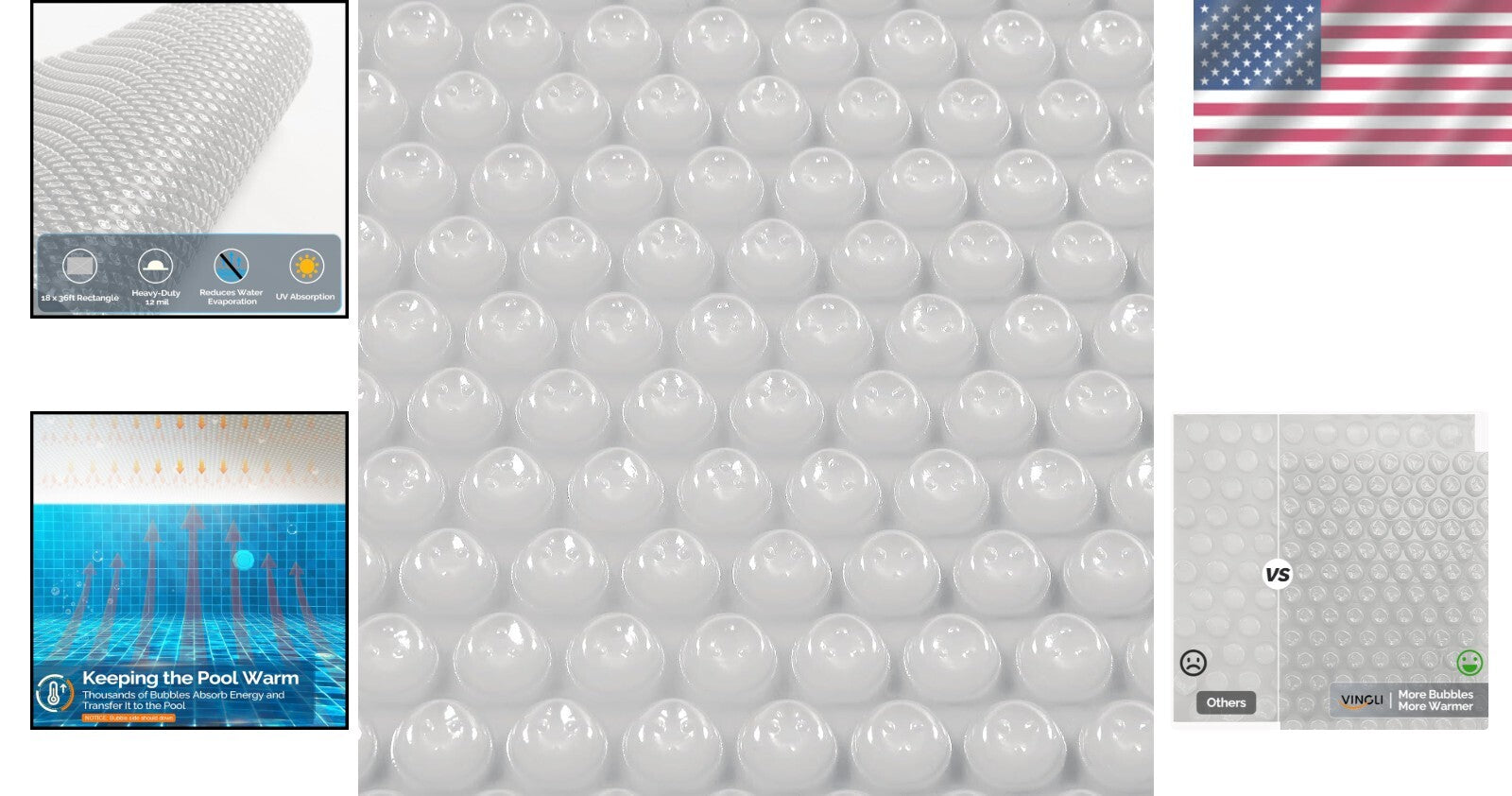 Clear 18x36FT Solar Blanket for Inground and Above-Ground Pools - 12Mil Thick