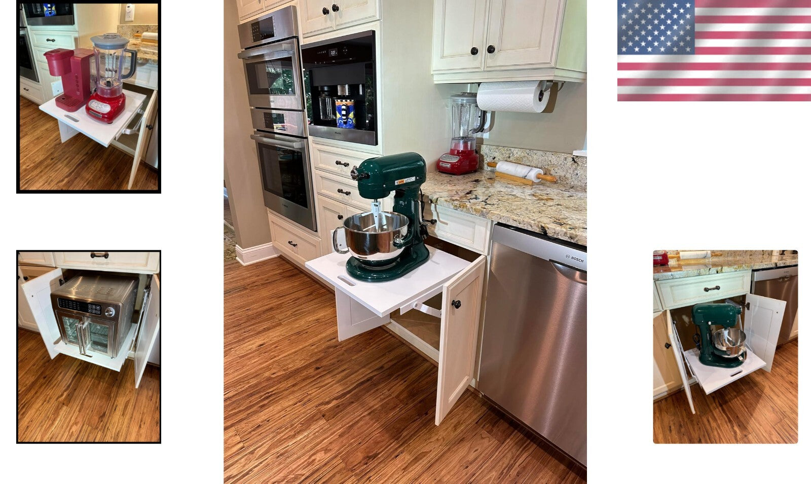 Effortless Kitchen Storage: Self-Locking Appliance Lift with Soft-Close Feature