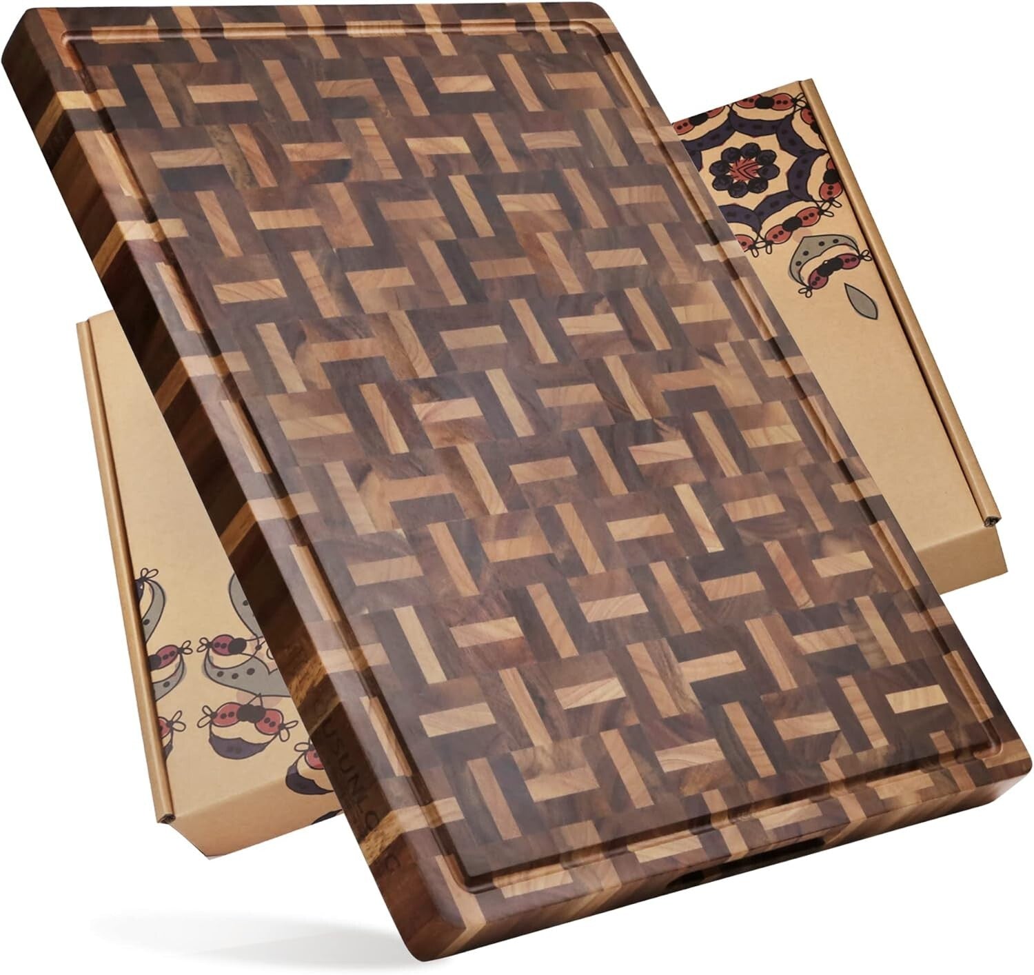 Extra Large Reversible Cutting Board - Acacia & Oak - Perfect for Meat & Cheese