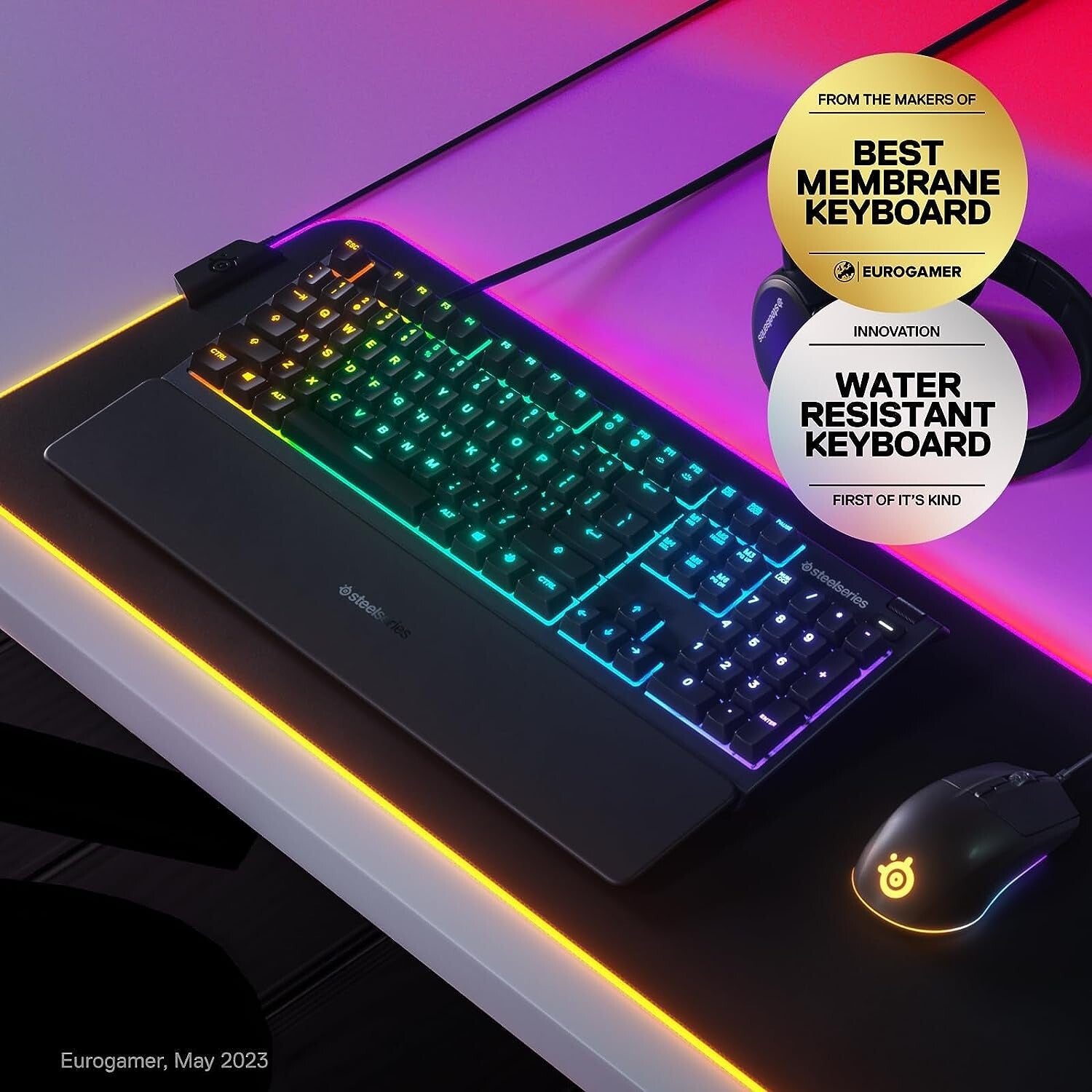 Ergonomic Apex 3 RGB Gaming Keyboard – Magnetic Wrist Rest & Multimedia Controls