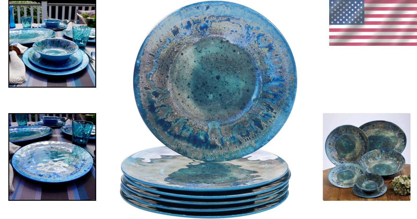 Elegant 11" Teal Melamine Dinner Plates - Shatterproof Set for Stylish Serving