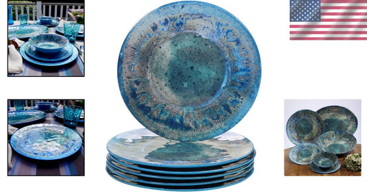 Elegant 11" Teal Melamine Dinner Plates - Shatterproof Set for Stylish Serving