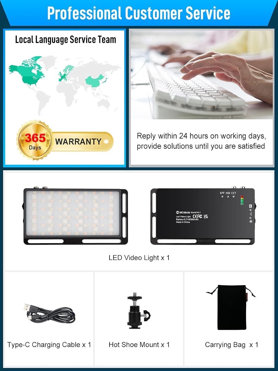 Portable 3000K-6500K LED Video Light with 6 Effects - Ideal for DSLR & Mobile