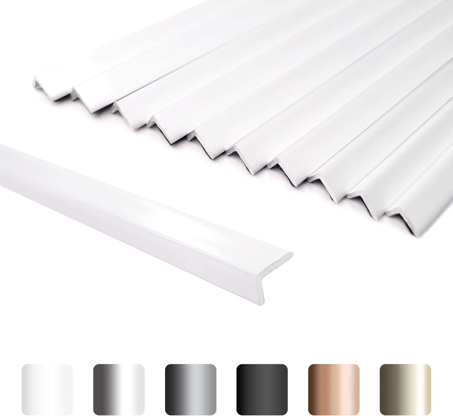 10-Pack Self-Adhesive 36-Inch Aluminum Tile Trim - Matte White Backsplash Edge