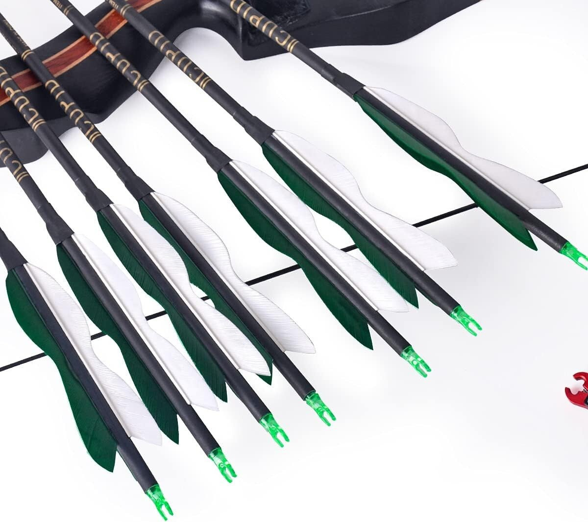Archery Carbon Arrows 31.5" with Adjustable Nocks & Turkey Feathers - 12 Pack