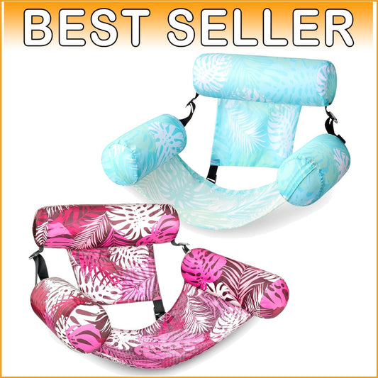 Adult Inflatable Lounge Chairs - 2 Pack, Tropical Pool Floats in Bright Colors