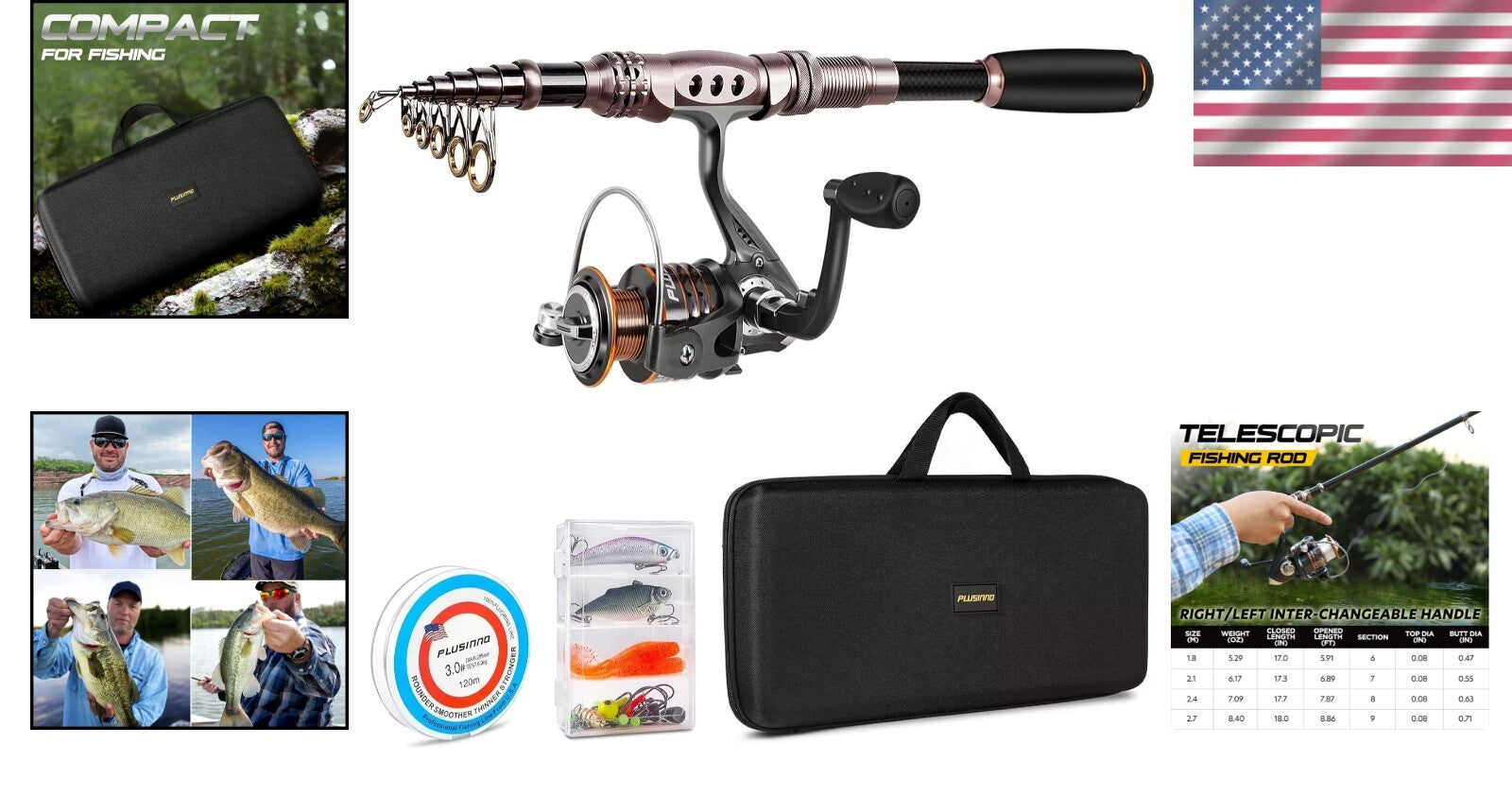 Complete Fishing Kit with 8.86ft Telescopic Rod & Reel - Perfect for Beginners