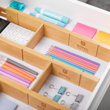 Load image into Gallery viewer, Expandable Drawer Organization Set in Bamboo - Adjustable Dividers for Max Space