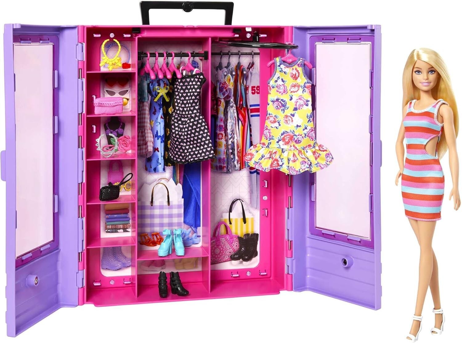Doll Wardrobe Organizer: Fashionistas Ultimate Closet with 3 Stylish Outfits