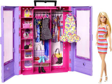 Load image into Gallery viewer, Doll Wardrobe Organizer: Fashionistas Ultimate Closet with 3 Stylish Outfits