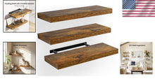 Load image into Gallery viewer, Set of 3 Rustic Brown Floating Shelves with Invisible Brackets for Home Decor