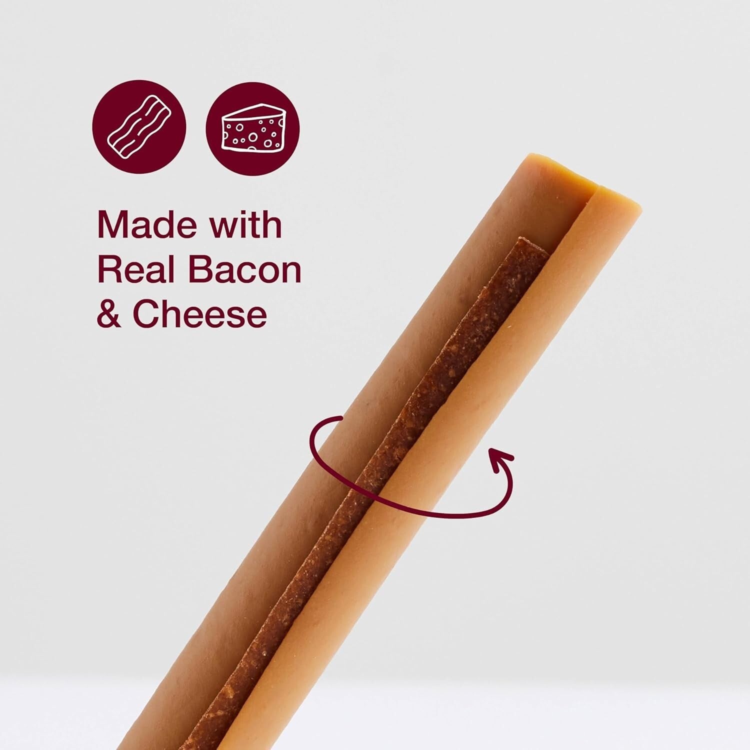 Tasty Rawhide-Free Dog Chews: Bacon & Cheese, Perfect for All Breeds, 24 Packs