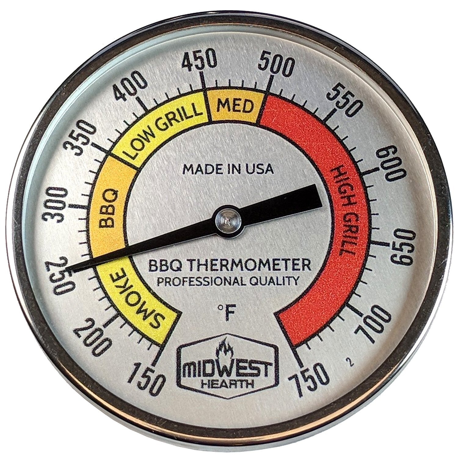Made in USA Professional Grill Thermometer - Durable Stainless Steel Design