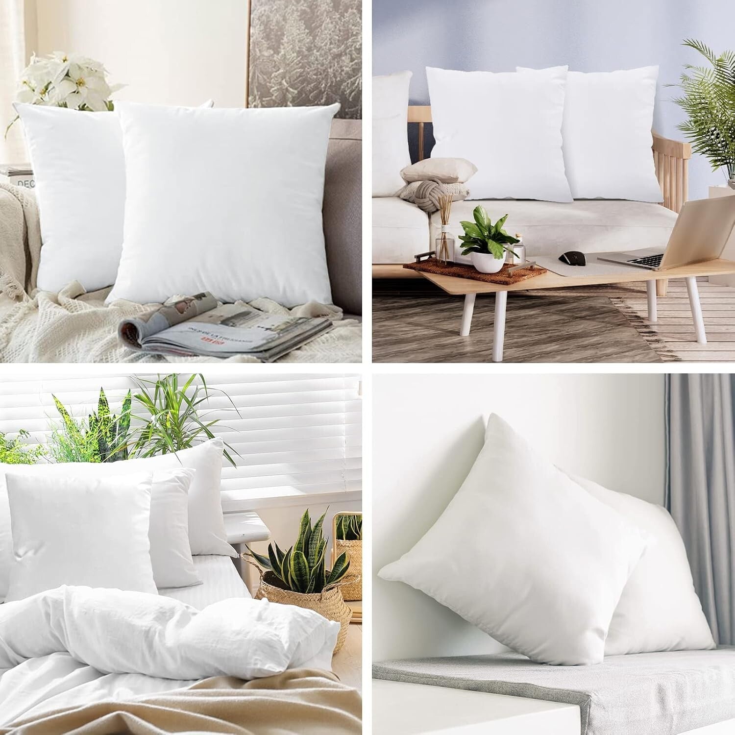 Decorative 24x24 Outdoor Pillow Inserts - 4 Pack Microfiber for Style & Comfort