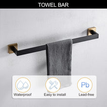 Load image into Gallery viewer, Premium Stainless Steel 5-Piece Black &amp; Gold Towel Bar Set for Modern Bathrooms