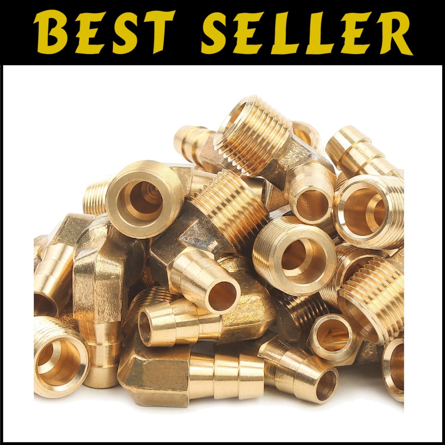 Bulk 90-Degree Elbow Brass Barb Fitting - 1/4 ID Hose x 1/8 Male NPT (400 Pack)