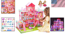 Load image into Gallery viewer, Illuminated Dollhouse with 11 Rooms - Build &amp; Play with Lights and Furnishings
