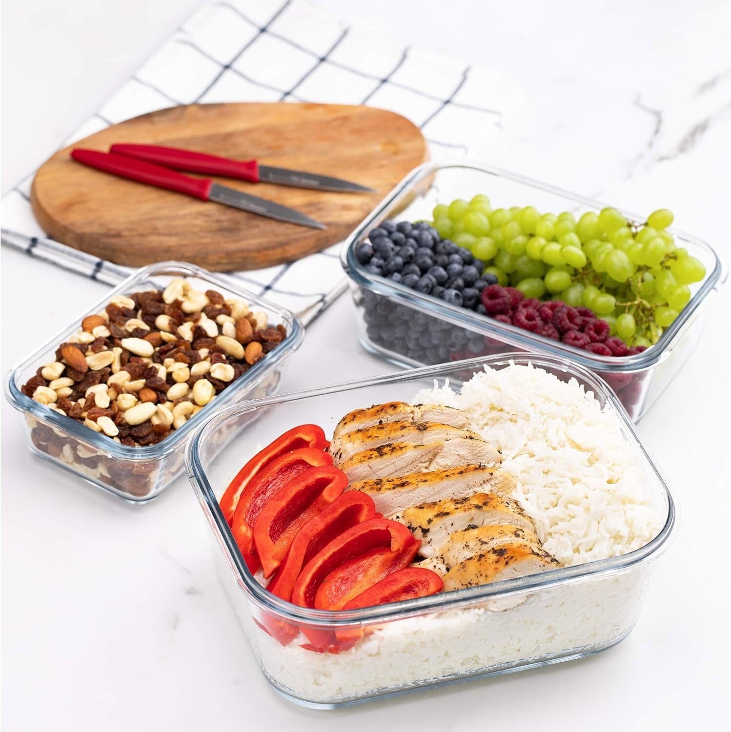 Airtight Borosilicate Glass Containers with Locking Lids - Oven & Microwave Safe