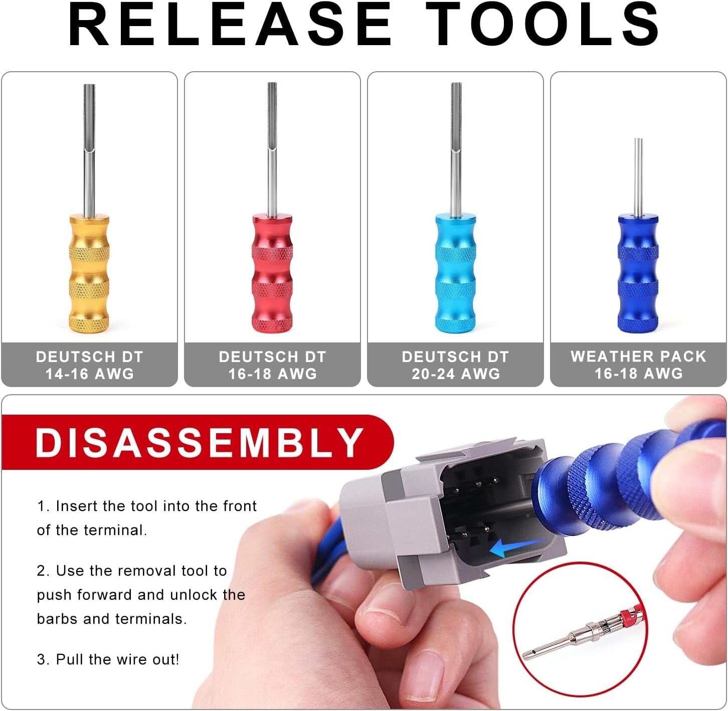Complete Automotive Wiring Kit with Crimpers and Terminal Removal Tools - 8PCS