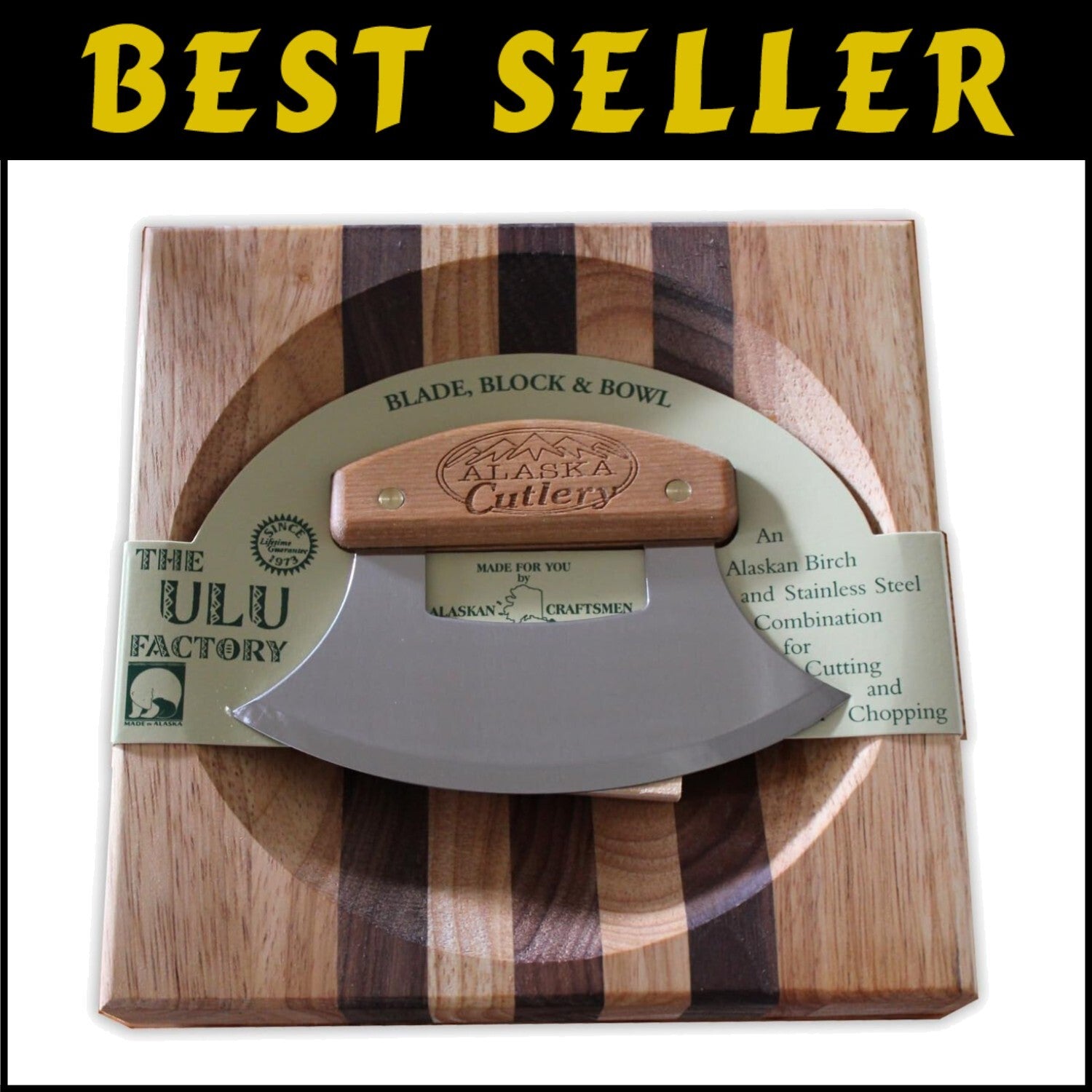 Authentic Ulu Bowl Set with Birch Handle - Alaskan Craftsmanship in Your Kitchen