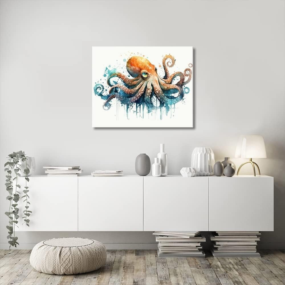Luxury DIY Acrylic Paint by Number Kit - Framed Octopus Theme for Adults