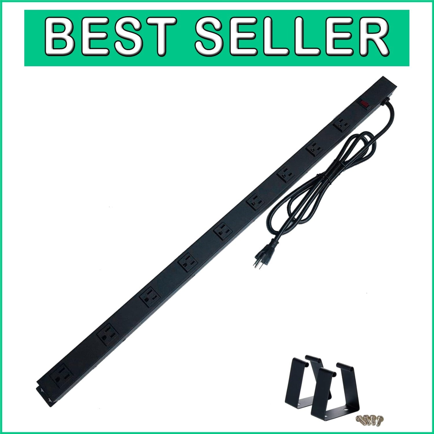 ETL Approved 9-Outlet Vertical Power Strip with 6ft Heavy-Duty Surge Protection