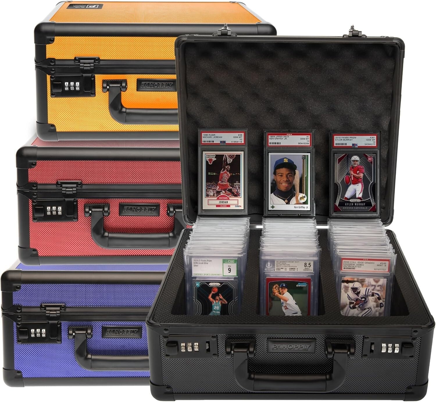 Durable Black Card Case for Graded Sports Cards - 6 Compartment Organizer
