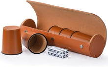 Load image into Gallery viewer, Quiet Felt-Lined Leather Dice Cups with Exclusive Storage - 2 Pack in Orange