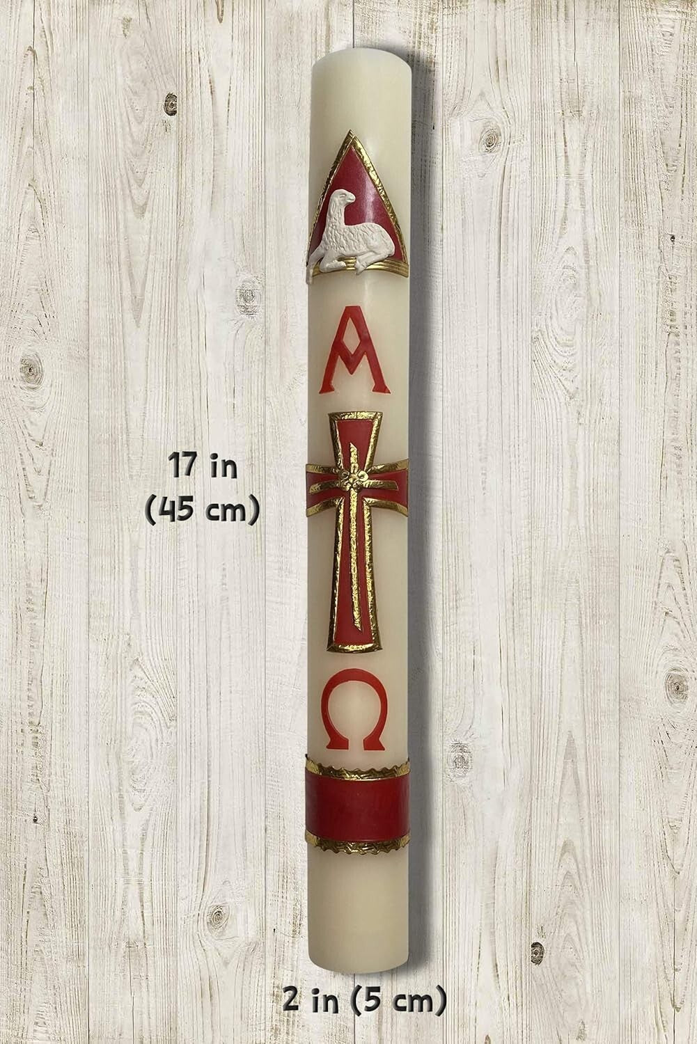 Large 18in Unscented Paschal Candle with Bow - Perfect for Easter Celebrations