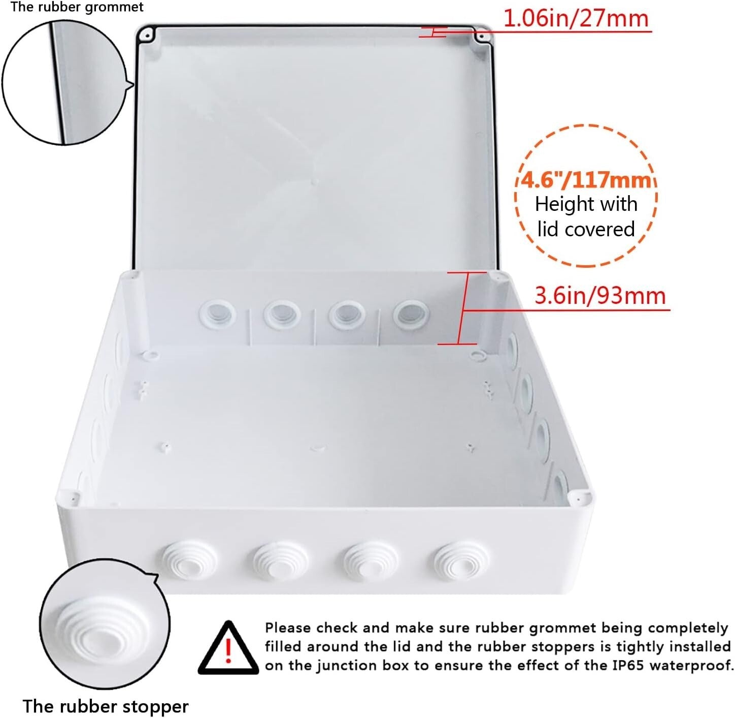 Durable IP65 Waterproof Junction Box for Electrical Projects - 15.7x13.8x4.7in