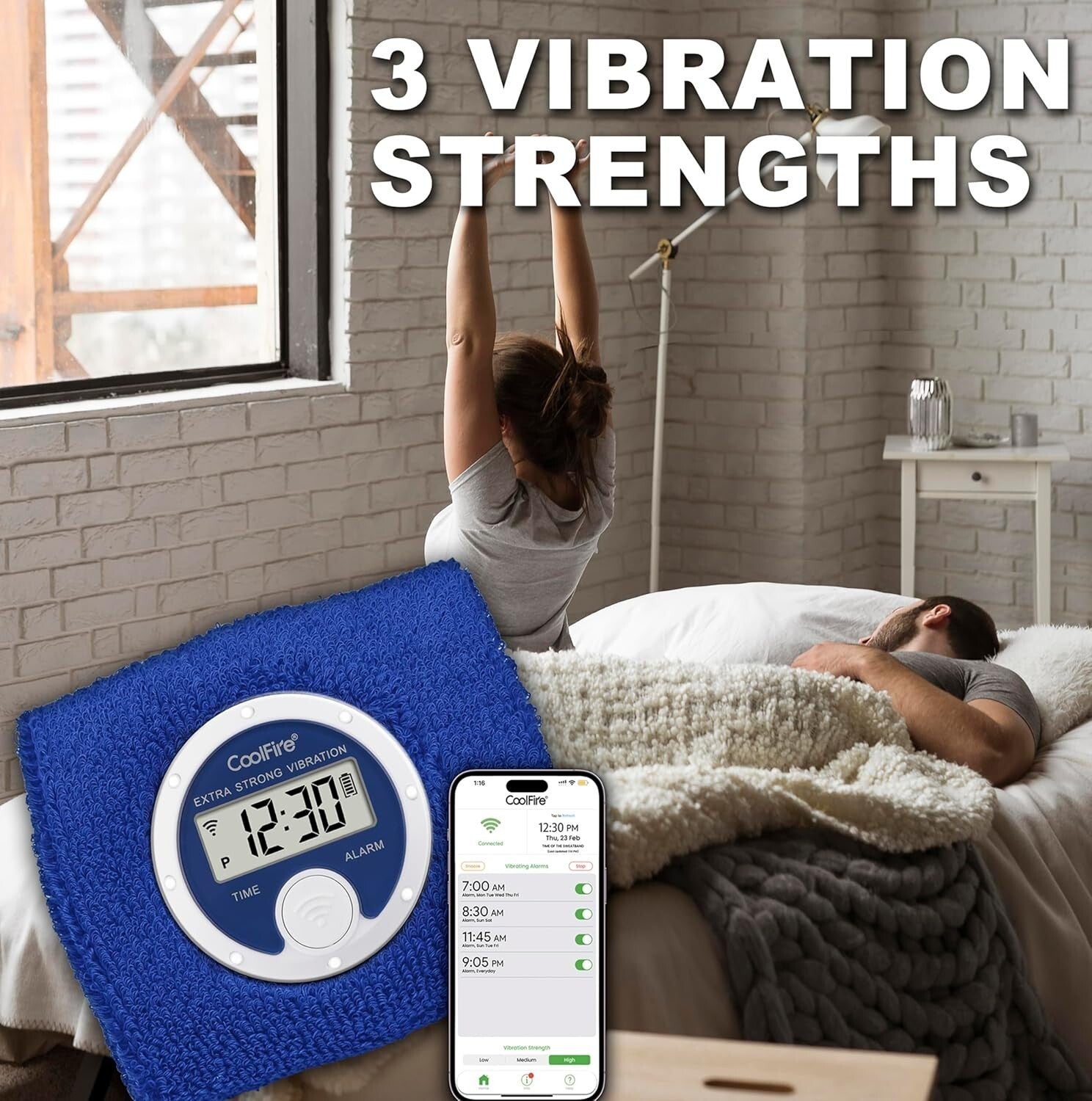 Comfortable Sweatband Alarm Clock with Vibrating Feature for Heavy Sleepers