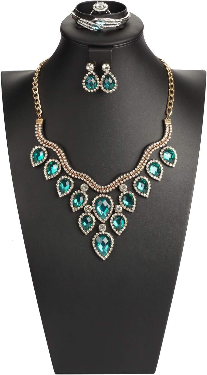 16.3" Tall Luxury Black Jewelry Bust for Necklaces, Rings, and Bracelets Display
