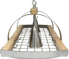 Load image into Gallery viewer, Elegant Ceiling-Mounted Wood Pot Rack with 2 Lights - Perfect Kitchen Organizer