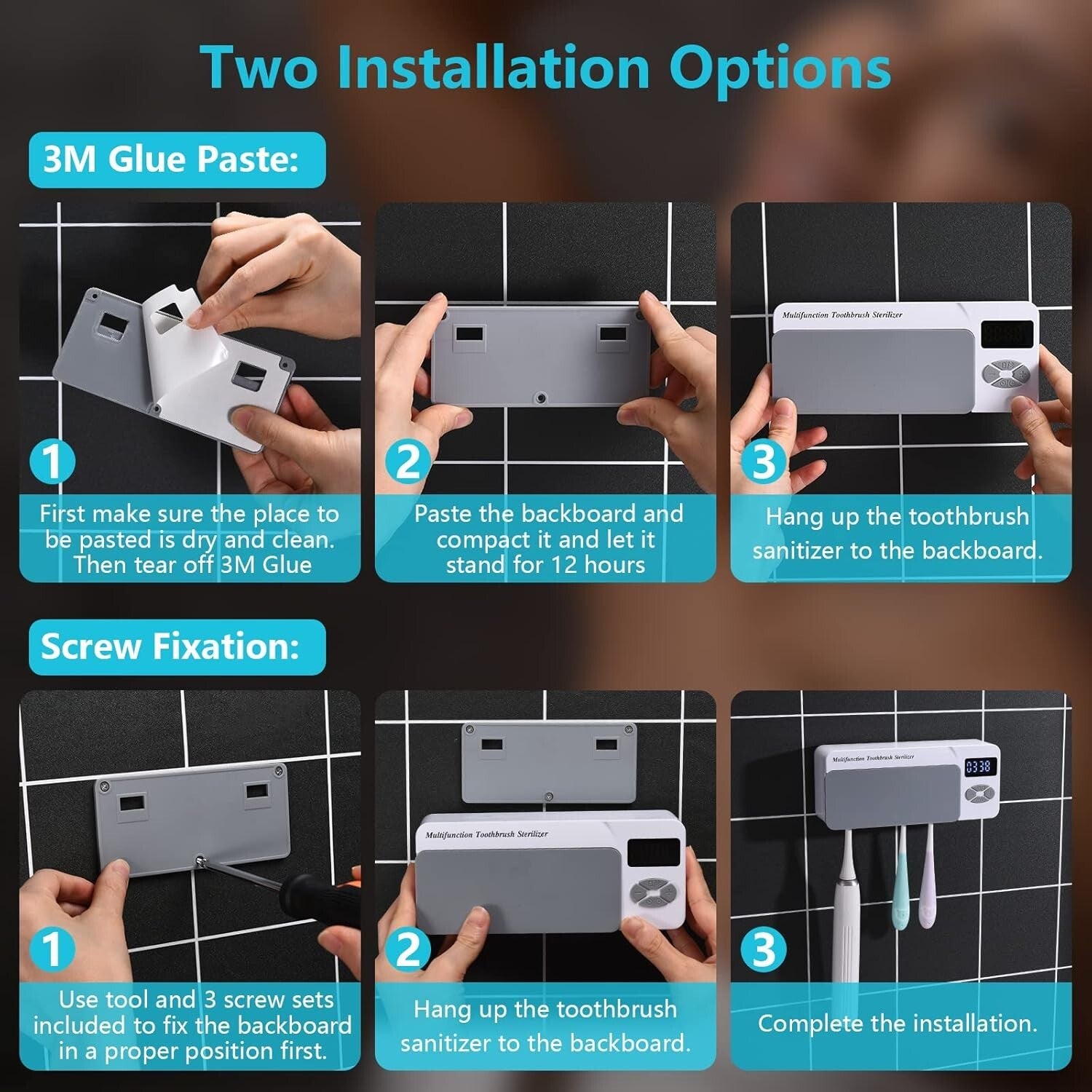UV Cleaning Bluetooth Toothbrush Holder - Multifunctional 4-in-1 Organizer