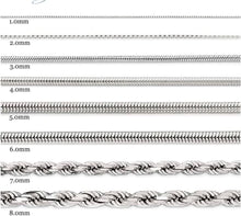 Load image into Gallery viewer, Elegant Sterling Silver Rope Chain - 1mm to 3mm - Choose Your Style &amp; Length