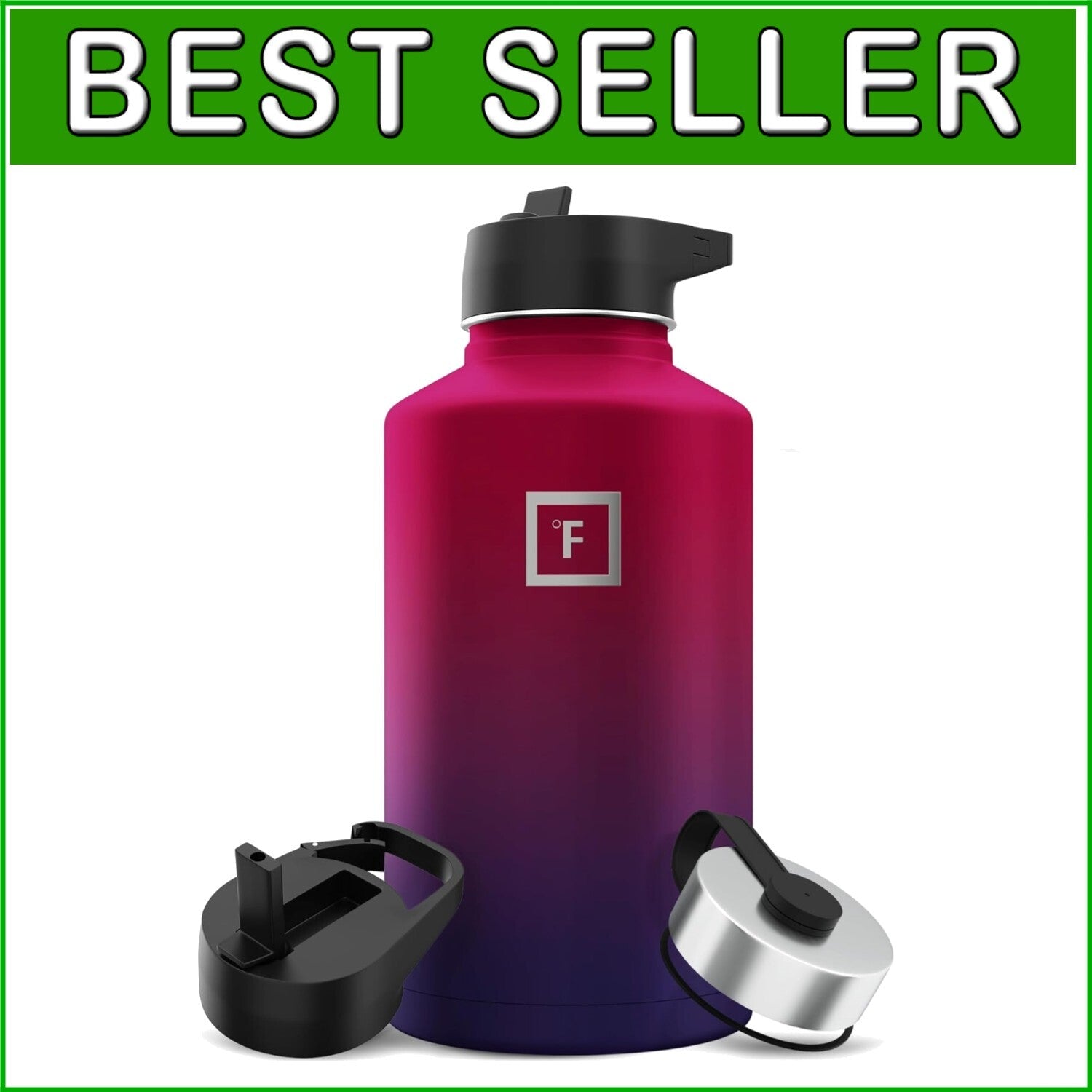 Eco-Friendly 64 oz Water Bottle with Three Lids - Perfect for Active Lifestyles