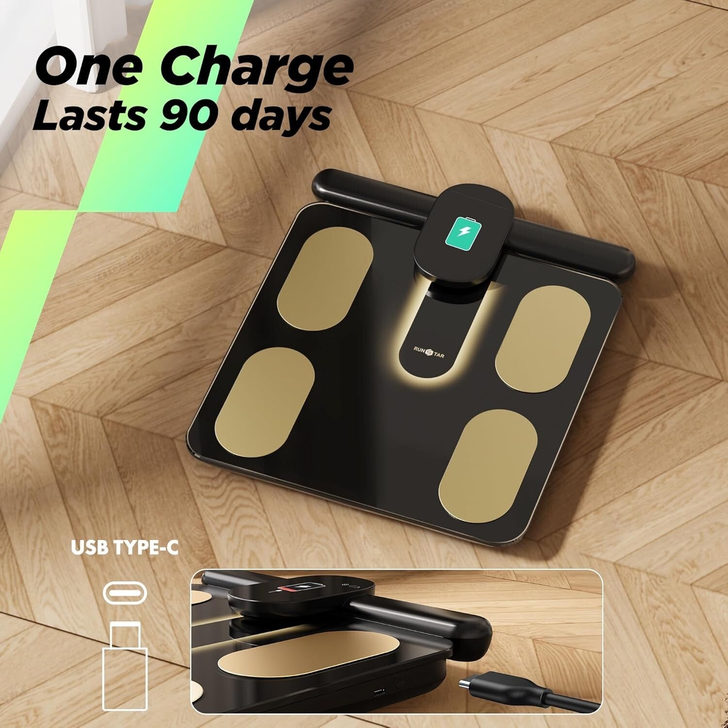 Digital Smart Scale for Body Composition - 8 Electrodes & APP Sync - Black