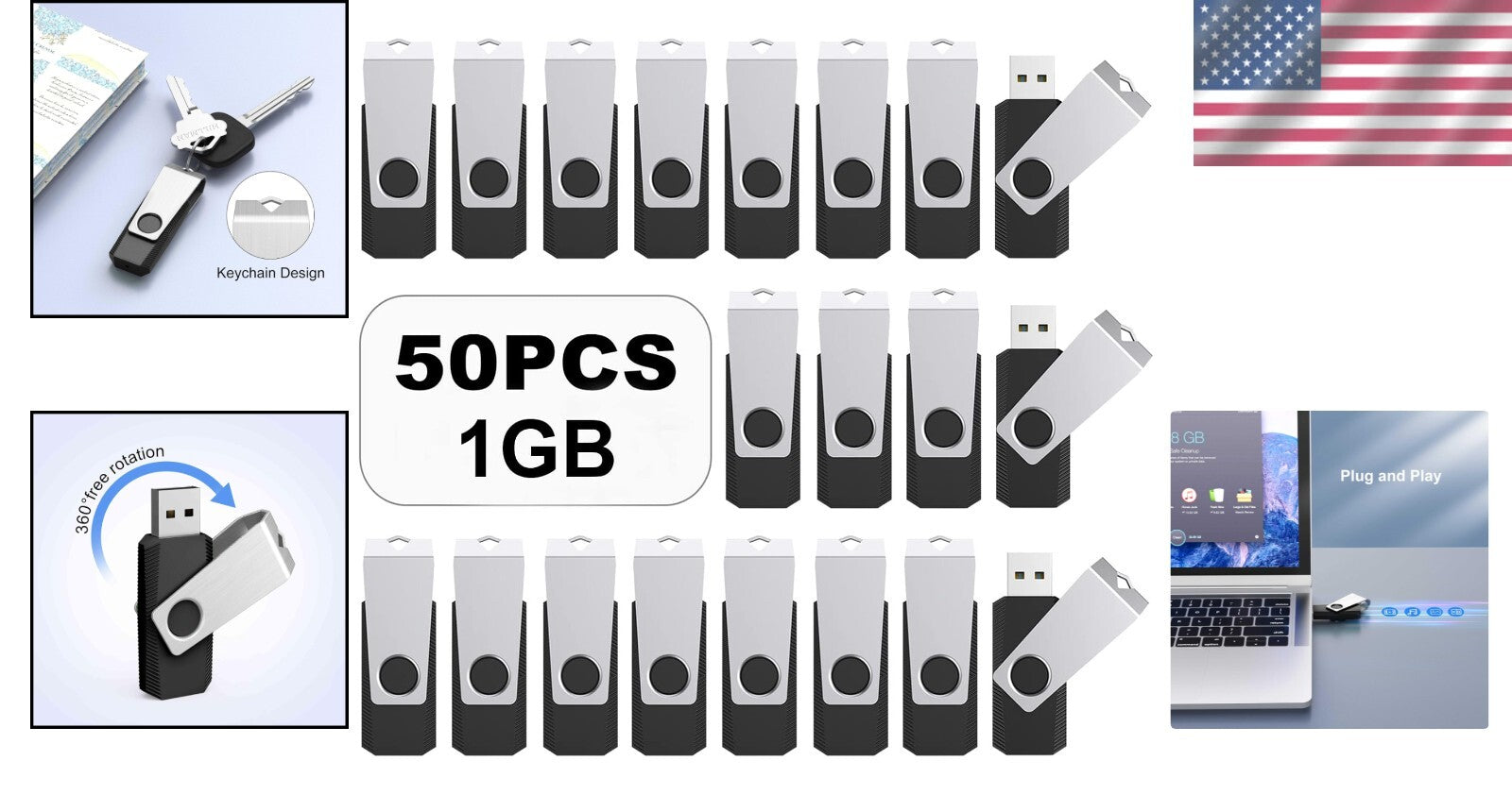 Convenient 50-Pack 1GB USB Flash Drives - Versatile & Compact Memory Solutions