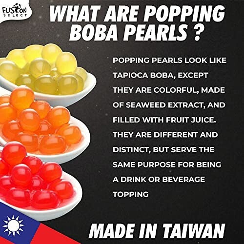 Bursting Bobaz Pearls Variety Pack - 6 Juicy Fruit Flavors for DIY Drinks