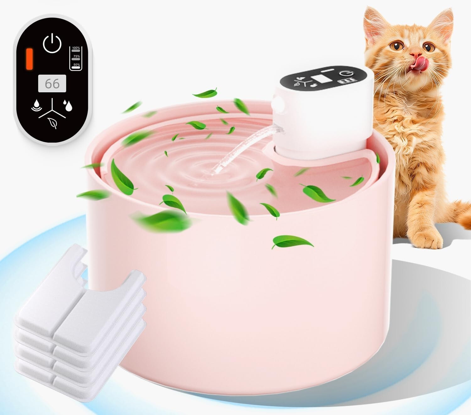 Intelligent 2.3L Cat Drinking Fountain - Elegant Pink Ceramic & Low Maintenance