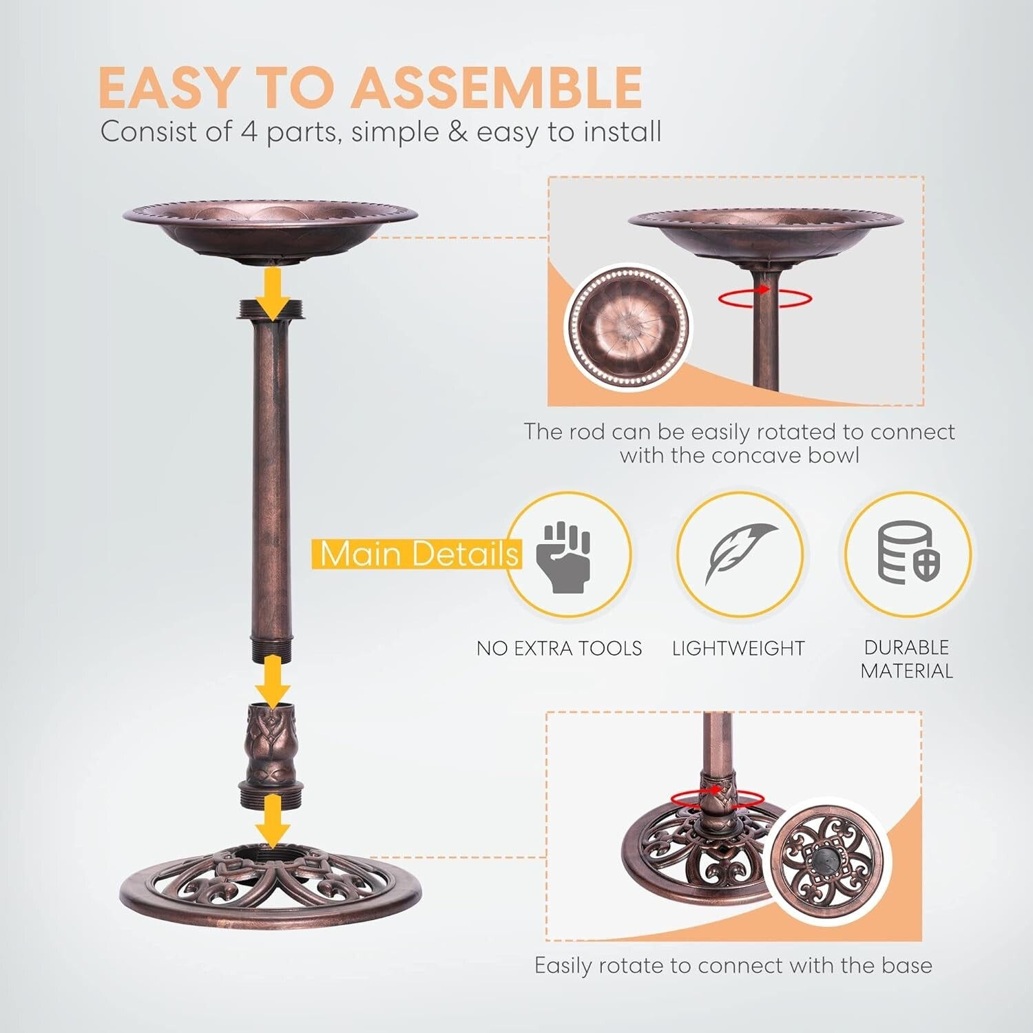Versatile Bird Bath & Solar Fountain Combo with Customizable Water Patterns