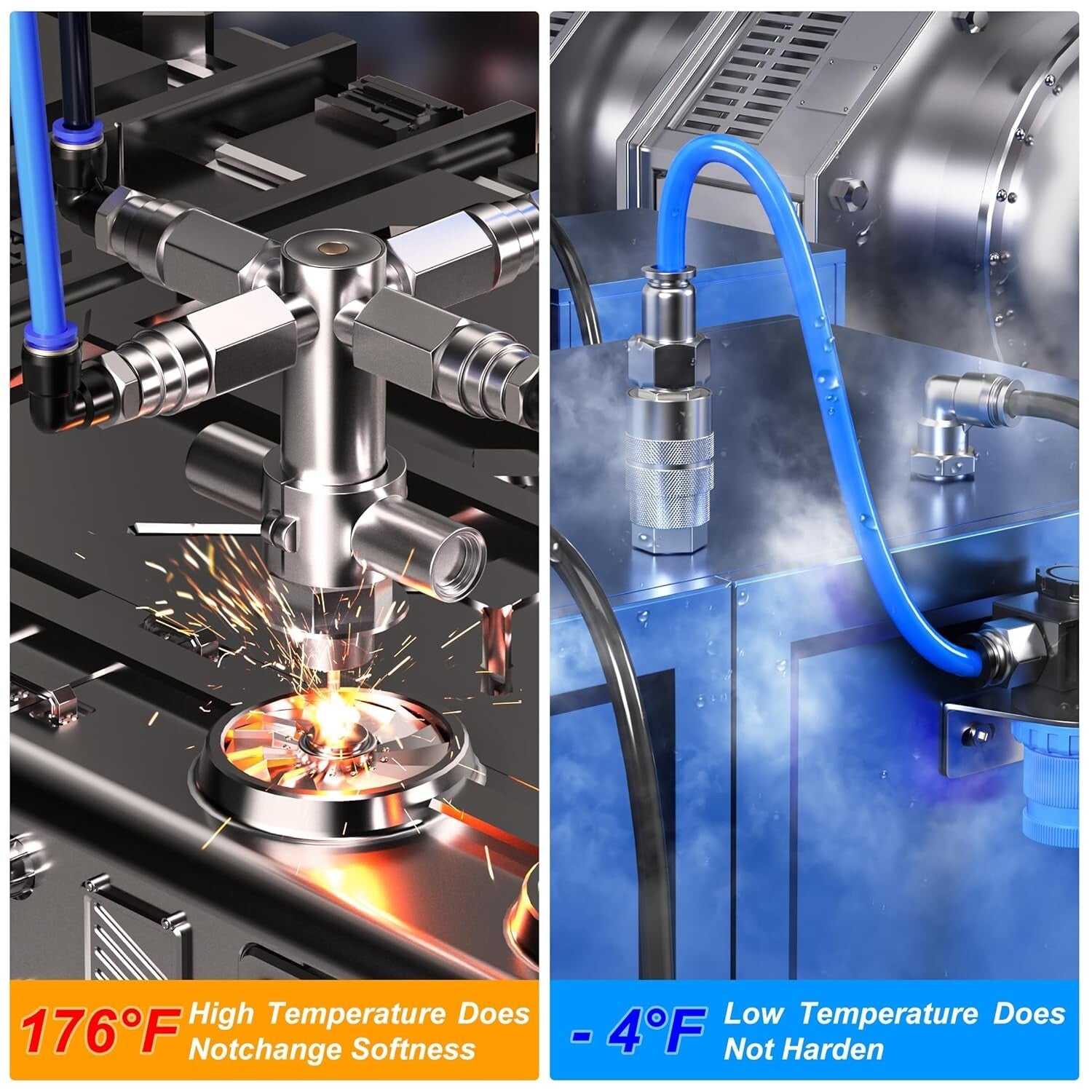 Blue 1/2 Inch OD PU Air Tubing Kit - 32M (100ft) for Pneumatic Applications
